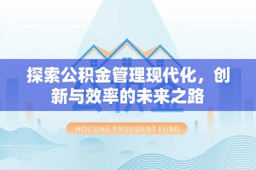 和顺探索公积金管理现代化，创新与效率的未来之路